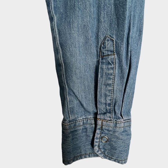Vintage Denim Blue Snap Front Shirt Long Sleeve Western Coastal Womens Large L - Picture 6 of 9